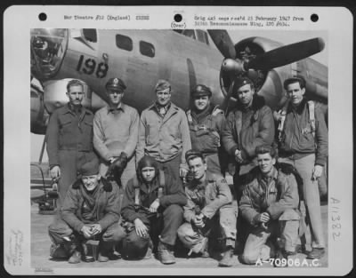 Thumbnail for General > Lt. Moates And Crew Of The 379Th Bomb Group Pose In Front Of A Boeing B-17 "Flying Fortress" At An 8Th Air Force Base In England On 21 March 1945.