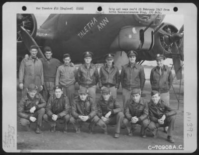 Thumbnail for General > A Crew Of The 525Th Bomb Squadron, 379Th Bomb Group Pose In Front Of A Boeing B-17 "Taletha Ann" At An 8Th Air Force Base In England On 22 March 1944.