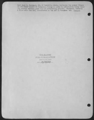 Thumbnail for General > Capt. Jack R. Westwood, 30, of Lewiston, Idaho, instructs the combat fliers on the finer points of formation flying in order to effectively bring their .50 caliber machine guns into an interlacing pattern. Westwood, ofrmerly a flier with the RAF