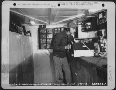 Thumbnail for Miscellaneous > Mobile Radio Repair Unit, 575Th Bomb Squadron Of The 391St Bomb Group.  England, 22 July 1944.