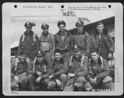 Thumbnail for General > A Crew Of The 527Th Bomb Squadron, 379Th Bomb Group Poses In Front Of A Boeing B-17 "Flying Fortress" At An 8Th Air Force Base In England On 26 April 1945.