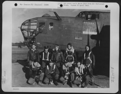 Thumbnail for General > Combat Crew Of The 389Th Bomb Group Pose Beside A Consolidated B-24 Liberator In England.