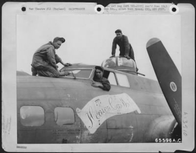 Thumbnail for Painting & Washing > Ground Crew Members Clean Windows Of The 401St Bomb Group Boeing B-17 'Heaven Can Wait' In Preparation For Next Mission.  England, 28 June 1944.