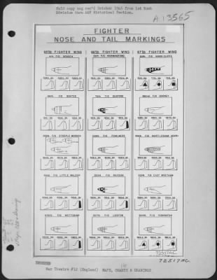 General > Fighter Nose And Tail Markings Of The 65Th, 66Th And 67Th Fighter Wings In England.  18 November 1944.