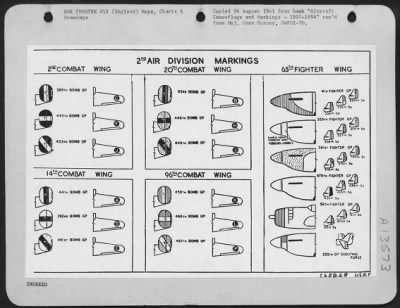 General > Combat Aircraft Markings Of Us Army 8Th Af 2Nd Air Division.  2Nd, 14Th, 20Th And 96Th Combat Wings, And 65Th Fighter Wing.  Color Code: Verticle Lines - Red, Horizontal Lines - Blue, Diagonal Lines - Green, Dots - Yellow.