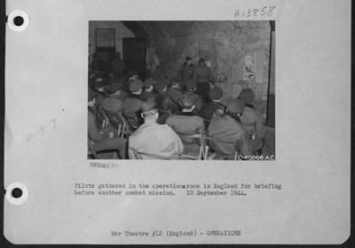 Thumbnail for General > Pilots Gathered In The Operations Room In England For Briefing Before Another Combat Mission.  10 September 1944.