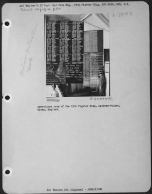 Thumbnail for General > Operations Room Of The 65Th Fighter Wing, Saffron-Walden, Essex, England.