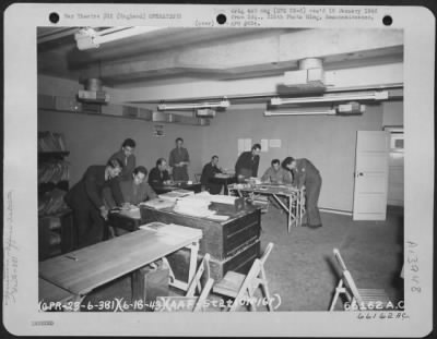 Thumbnail for General > Intelligence Office At Headquarters Of The 381St Bomb Group At 8Th Air Force Station 167 In England, 18 June 1943.