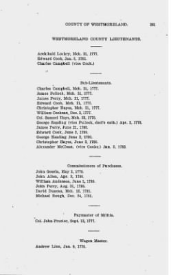 Thumbnail for Volume II > Muster Rolls Relating to the Associators and Militia of the County of Westmoreland.