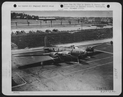 Thumbnail for General > The Flying ofrtress "Memphis Belle" has flown back from England, where during almost eight months it has taken part in 25 missions of the Eighth Air force over occupied France and Germany. It is the first combat bomber to be retired from active