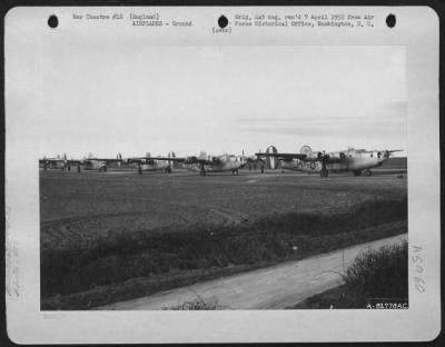 Thumbnail for Consolidated > Consolidated B-24S Of The 458Th Bomb Group Await Take-Off For 200Th Mission Somewhere In England.  26 February 1945.