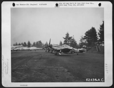 North American > North American P-51 "Mustangs" Of The 493Rd Bomb Group At An Airfield In England.  11 November 1944.