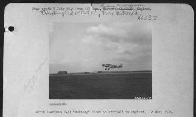 Thumbnail for North American > North American P-51 Mustang Lands On Airfield In England.  2 Mar. 1945.