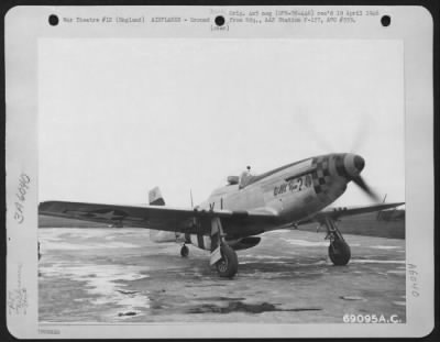 North American > North American P-51 "Willit Run?" Of The 353Rd Fighter Group Comes To A Stop On The Runway At Its English After Returning From A Mission Over Enemy Installations In Europe.