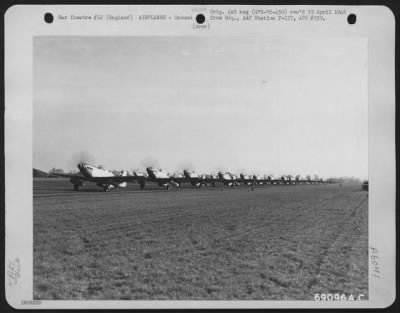 North American > Soon These North American P-51'S Of The 353Rd Fighter Group, Lined Up On An Airfield In England Will Be Roaring Over Enemy Installations Somewhere In Europe.  December 1944.