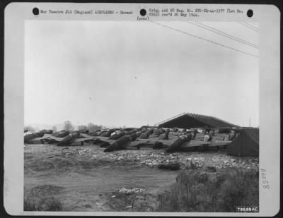 Thumbnail for North American > General View Of North American P-51S And Other Fighter And Attack Planes Just Arrived At An Air Force Supply Base At Filton, England.  They Will Be Reassembled And Distributed To Other Bases In The European Theatre Of Operations.  18 April 1944.