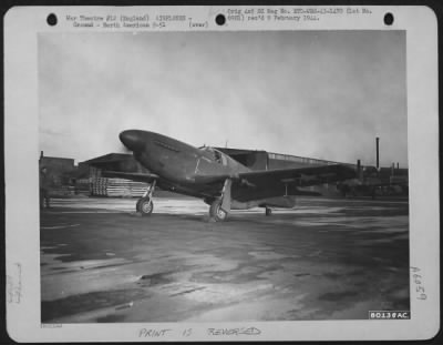 North American > The Engine Of A North American P-51 Is Tested Before The Test Flight At The Lockheed Reassembly Plant At Liverpool, England.  14 December 1943.