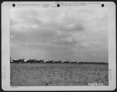 Republic > Republic P-47 'Thunderbolts' Which Act As Escorts Are Parked On The Line At A 379Th Bomb Group Base In England.  31 August 1943.