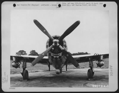 Republic > With Her Bombs Placed Under The Two Wings And Belly This Republic P-47 Is Prepared To Face The Enemy After Taking Off From A 353Rd Fighter Group Base In England, 11 September 1944.