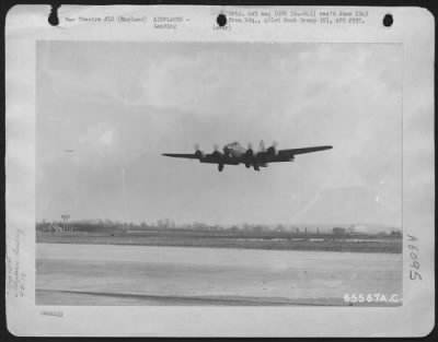 Boeing > A Boeing B-17 "Flying Fortress" Of The 401St Bomb Group Approaches The Runway At An 8Th Air Force Base In England After Bombing Raid Over Enemy Installations At Cologne, Germany On 5 March 1944.