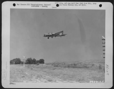 Boeing > A Boeing B-17 "Flying Fortress" Of The 91St Bomb Group Comes In For A Landing At Bassingbourne, England After A Raid On Enemy Installations On 20 August 1944.