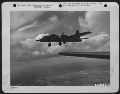 Boeing > A Boeing B-17 "Flying Fortress" "Delta Rebel" Of The 322Nd Bomb Group, 91St Bomb Group Approaches The Landing Strip At Bassingbourne, England After A Successful Raid On Nazi Installations On 10 July 1943.