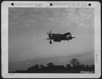 Thumbnail for Republic > A Republic P-47 Comes In For A Landing At An 8Th Air Force Base In England.  1943.