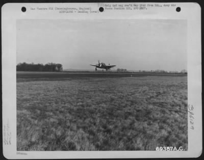 Thumbnail for Republic > A Republic P-47 "Thunderbolt" Comes In For A Landing At An 91St Bomb Group Base In Bassingbourne, England On 27 December 1943.