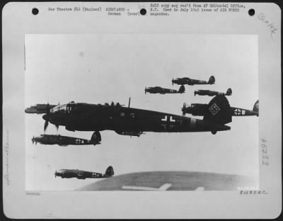 Thumbnail for German > German Heinkel He 11S Roar Over The English Channel With Full Bomb Loads On A Mission In England.