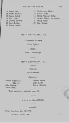 Volume V > Muster Rolls and Papers Relating to the Associators and Militia of the County of Berks.