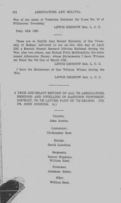 Volume V > Muster Rolls Relating to the Associators and Militia of the County of Chester.