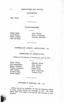 Thumbnail for Volume VI > Muster Rolls Relating to the Associators and Militia of the County of Cumberland