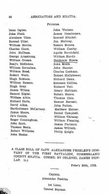 Thumbnail for Volume VI > Muster Rolls Relating to the Associators and Militia of the County of Cumberland