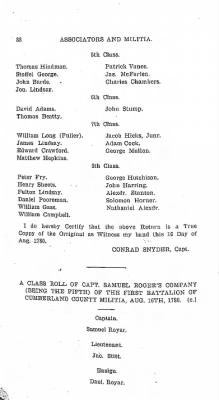 Thumbnail for Volume VI > Muster Rolls Relating to the Associators and Militia of the County of Cumberland