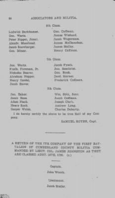 Volume VI > Muster Rolls Relating to the Associators and Militia of the County of Cumberland