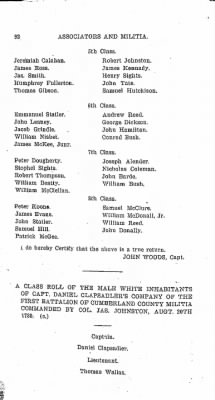 Volume VI > Muster Rolls Relating to the Associators and Militia of the County of Cumberland