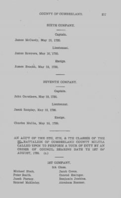 Thumbnail for Volume VI > Muster Rolls Relating to the Associators and Militia of the County of Cumberland