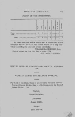 Thumbnail for Volume VI > Muster Rolls Relating to the Associators and Militia of the County of Cumberland