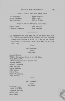 Thumbnail for Volume VI > Muster Rolls Relating to the Associators and Militia of the County of Cumberland