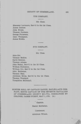 Volume VI > Muster Rolls Relating to the Associators and Militia of the County of Cumberland