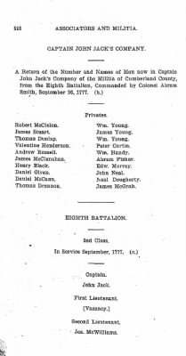 Thumbnail for Volume VI > Muster Rolls Relating to the Associators and Militia of the County of Cumberland