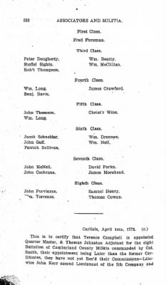 Thumbnail for Volume VI > Muster Rolls Relating to the Associators and Militia of the County of Cumberland