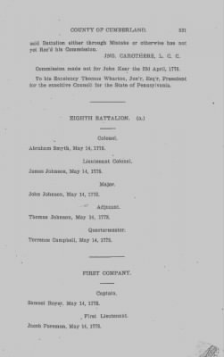 Thumbnail for Volume VI > Muster Rolls Relating to the Associators and Militia of the County of Cumberland