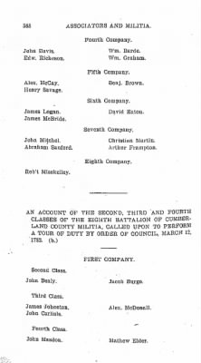 Thumbnail for Volume VI > Muster Rolls Relating to the Associators and Militia of the County of Cumberland