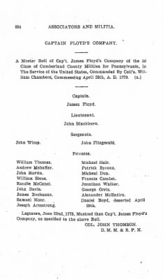 Volume VI > Muster Rolls Relating to the Associators and Militia of the County of Cumberland