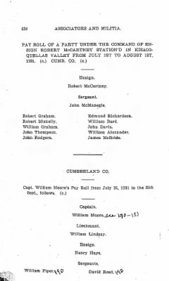 Thumbnail for Volume VI > Muster Rolls Relating to the Associators and Militia of the County of Cumberland