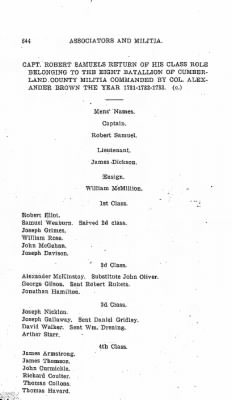 Volume VI > Muster Rolls Relating to the Associators and Militia of the County of Cumberland