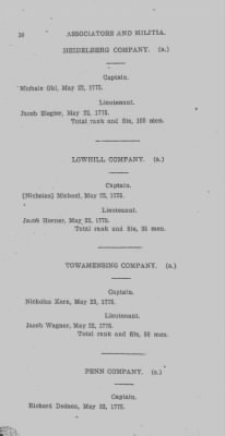 Thumbnail for Volume VIII > Muster Rolls Relating to the Associators and Militia of the County of Northampton.