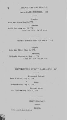 Thumbnail for Volume VIII > Muster Rolls Relating to the Associators and Militia of the County of Northampton.