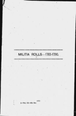 Thumbnail for Volume III > Militia Rolls- 1783-1790.